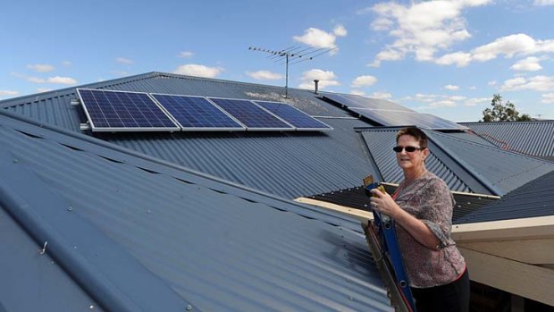 Dee Sauvarin with new solar panels on her Melton West home.