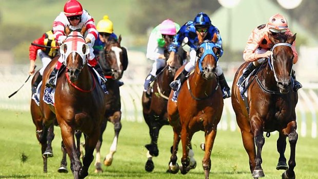 Heaven sent: Black Caviar strides clear of the field in the Coolmore Lightning Stakes.