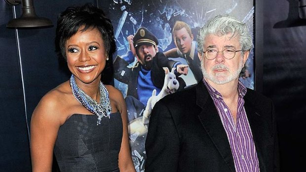 George Lucas and partner Mellody Hobson at a film event in New York last month.