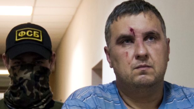 A man identified as Yevgeny Panov, arrested by Russia over his alleged connection with Ukrainian "saboteurs", is seen earlier this month.