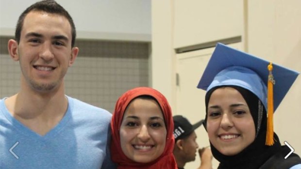 Shot dead: Dean Shaddy Barakat, 23, his wife Yusor Mohammad, 21 and her sister Razan Mohammad Abu-Salha, 19. 