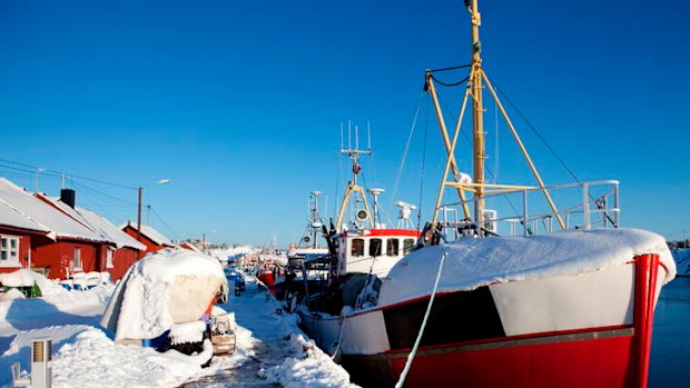 Ice adventurers ... a ship docks in southern Norway.