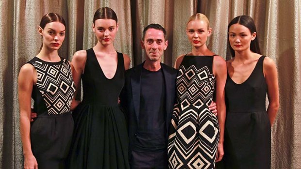 "I think Australian fashion has really changed": Martin Grant, centre, poses with models donning his European-inspired collection.