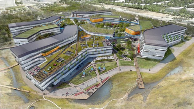 Google is expanding its campus in Mountain View, California. Above, a rendering of the new buildings.