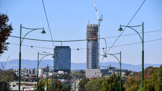 Reach for the sky: Apartment towers go up in Box Hill.