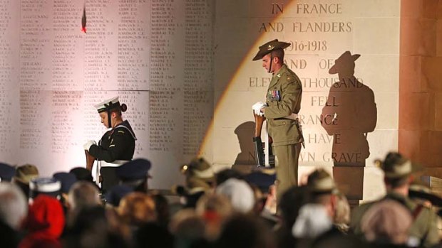 The dawn service is held on the battleground where Australian soldiers retook the high ground outside the little town, on the night of April 24-25, 1918.