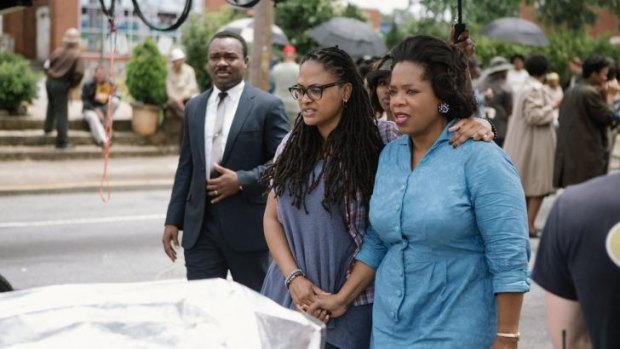 Making history: Director Ava Duvernay on the set of <i>Selma</i> with David Oyelowo (Martin Luther King jnr) and Oprah Winfrey (Annie Lee Cooper).