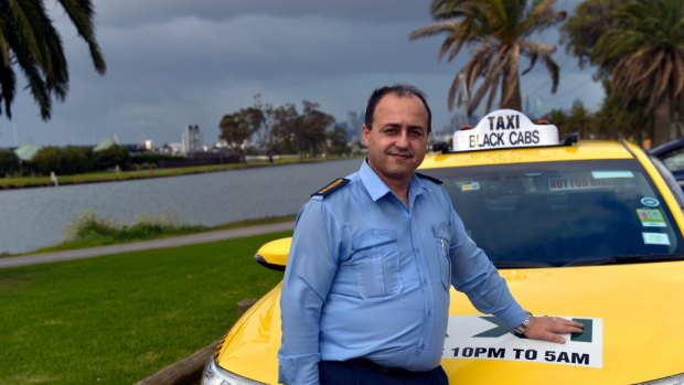 New start: Owner-driver A.Abbas with his freshly painted cab. 
