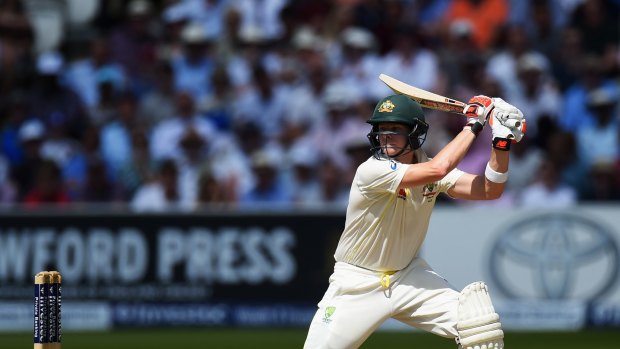 Inventive: Steve Smith provided the garnish on Australia's first-session run glut.