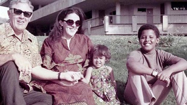 Family ties ... Barack Obama with his grandfather, Stanley Dunham, his mother, Stanley Ann Dunham, and his sister, Maya.
