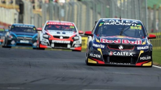 In charge: Craig Lowndes powers ahead during race 10 at the ITM 500. 