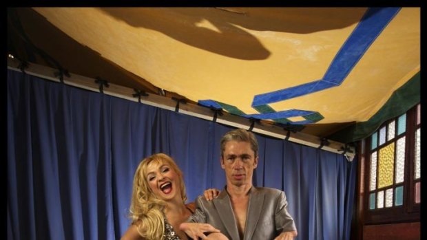 Mat Fraser and Julie Atlas Muz ham it up during a photoshoot  for their show <i>The Freak and The Showgirl</i> at the Melba Spiegeltent.