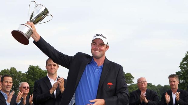Up for the cup &#8230; Marc Leishman celebrates a rare Australian PGA Tour victory in the US at the weekend.