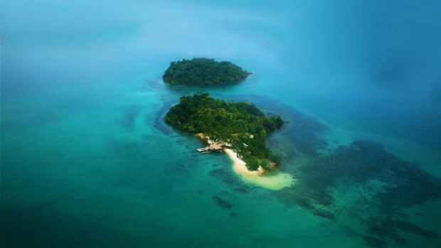 Aerial view of Song Saa's private islands.