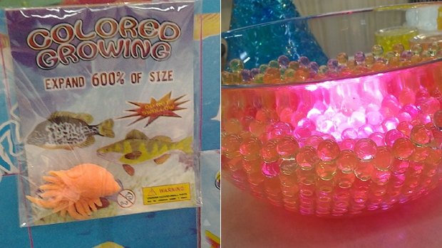 The water-absorbing balls are being warned about as a threat to children's health.