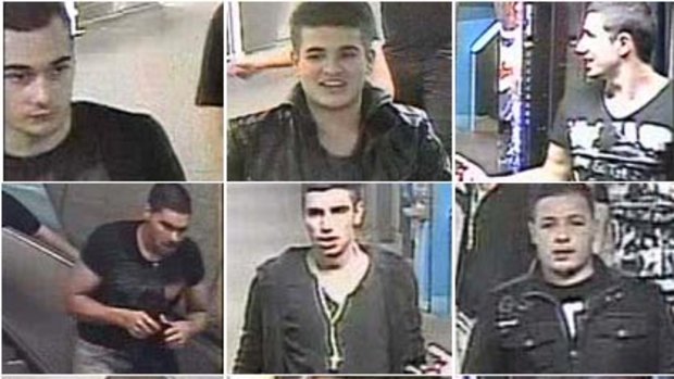 CCTV images of nine men wanted over an attack at Melbourne's Parliament train station on June 19.