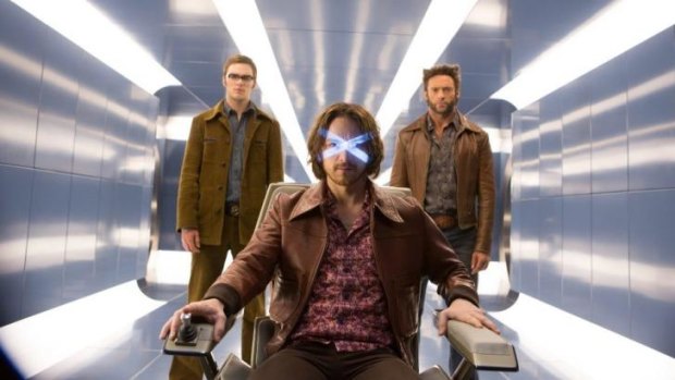 Seat of power: James McAvoy is flanked by Nicholas Hoult and Hugh Jackman in <i>X-Men: Days of Future Past</i>. 