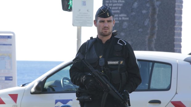 Police secure the crime scene on Promenade des Anglais on Friday.