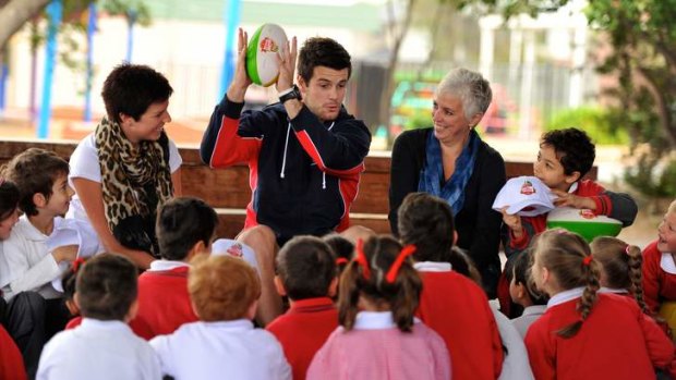 Richmond captain Trent Cotchin returns to his old school yesterday.