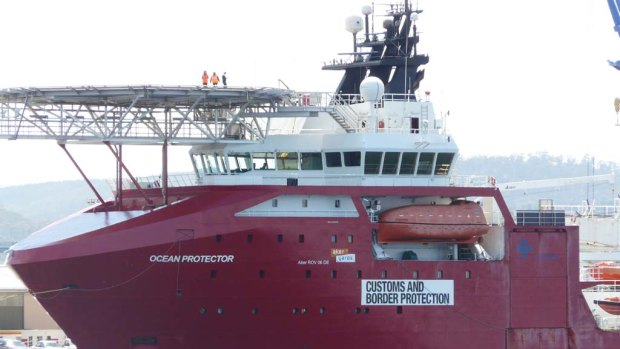 Australia's Southern Ocean patrol vessel, Ocean Protector, docked in Hobart.