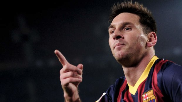 Lionel Messi celebrates a goal against Getafe.