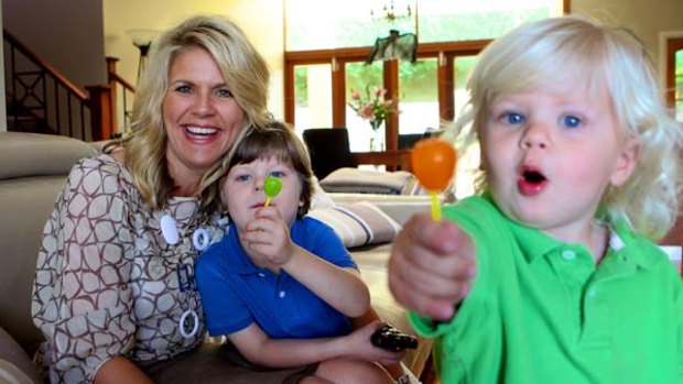 Home time ... Lynn Kraus with Lockelyn, 4, and Hudson, 2, at her home in Fairlight.