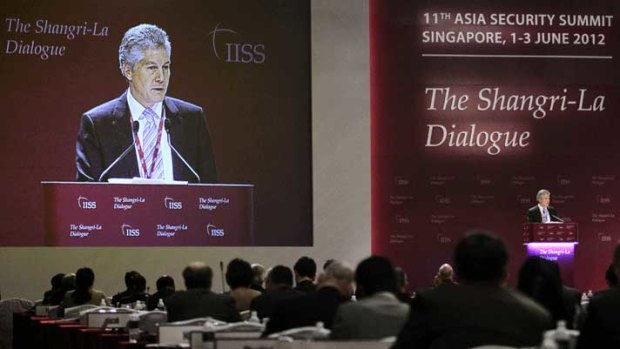 Australia's Defence Minister Stephen Smith speaks at the IISS Asia Security Summit.