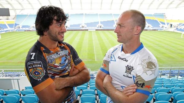 All-Star captains Johnathan Thurston and Darren Lockyer pose for a photo during the week.