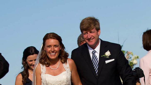 Patrick Kennedy and Amy Petitgout during their wedding in Hyannis Port, Massachusetts on Friday, July 15, 2011.