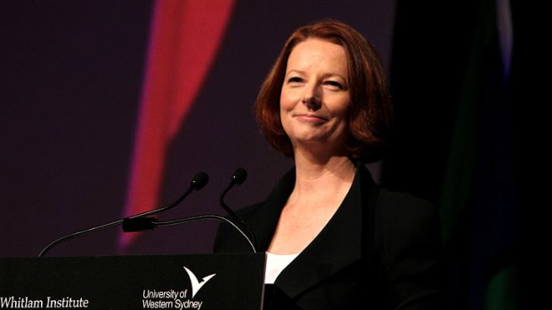 Prime Minister Julia Gillard speaks at the 2011 Whitlam Institute Gough Whitlam Oration at the University of Western Sydney last night.