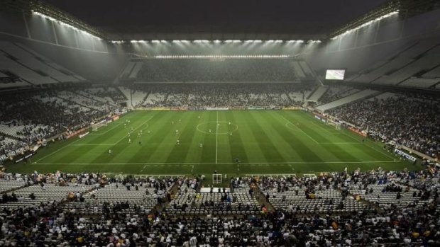 Arena de Sao Paulo during the Brazilian championship football match between Corinthians and Figueirense as part of its official inauguration, on May 18, 2014, in Sao Paulo, Brazil.
