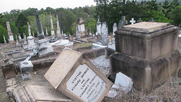 Trail of destruction ... Toowong Cemetery in August 2009.