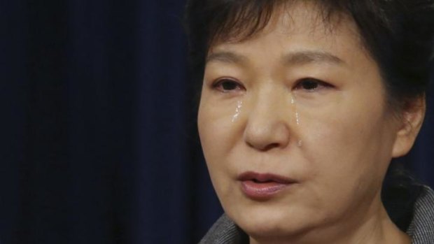 South Korea's President Park Geun-hye cried as she addressed the nation.
