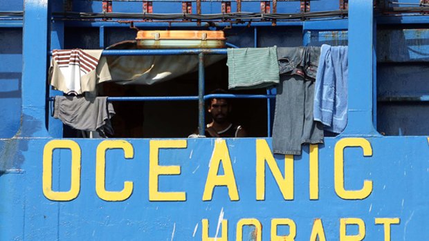 In limbo … asylum seekers on the Oceanic Viking last year.