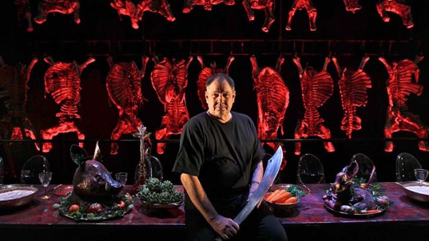 ''If you think of the paintings of Francis Bacon, they're pretty skeletal with not a lot of meat and tissue left on them'' ... designer Brian Thomson shows off his handiwork on the <i>Salome</i> set at the Opera House.