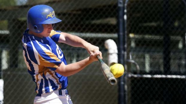 The ACT men's softball team won the ACT team of the year award. Pictured is ACT batter Jack Hutchinson.
