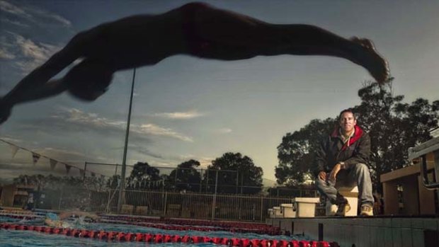 Bill Kirby at work by the pool in Perth.