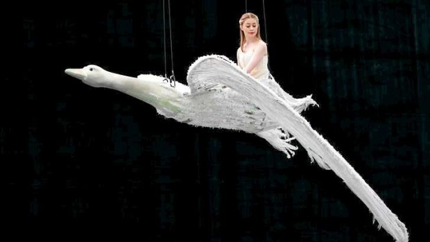 Clara (Sarah Thompson) and the goose promote <i>The Nutcracker </i>for the Australian Ballet.