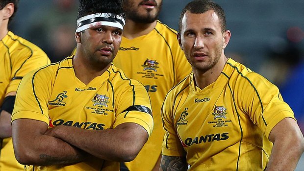 Friends and Wallabies teammates Kurtley Beale and Quade Cooper.