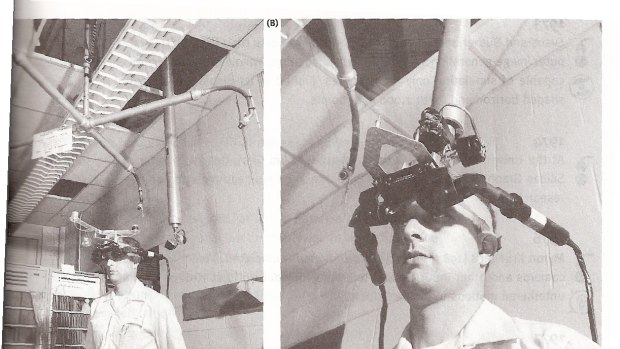 Virtual reality headsets in the 1960s had to be suspended from ceilings.