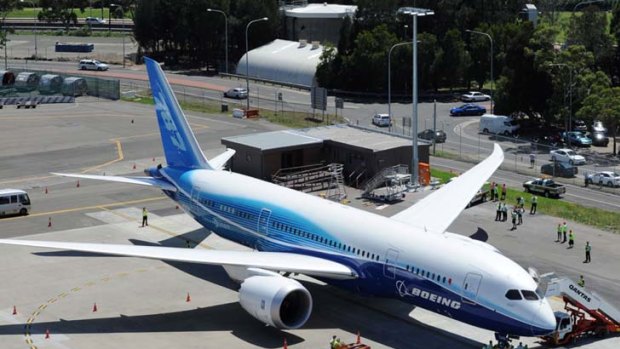 Flying high ... those at Sydney Airport witnessed the arrival of the first Boeing 787 Dreamliner to Australia.
