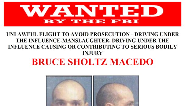 Wanted man: The FBI has been chasing Bruce Sholtz Macedo since 2008 when he fled dual manslaughter charges.