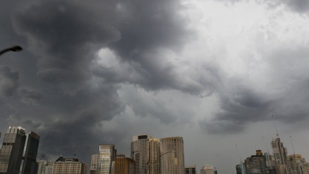 Storm clouds gather above the Sydney CBD.