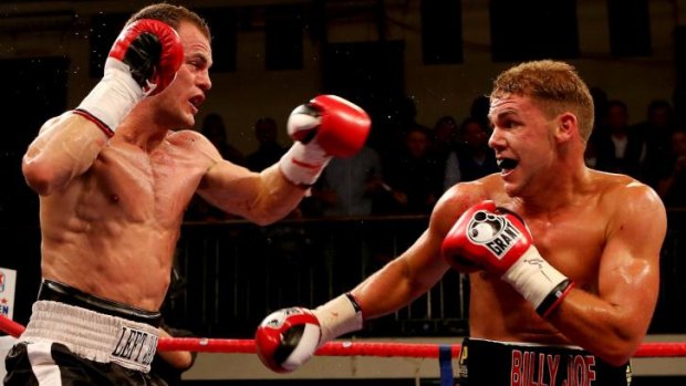Australia's Jarrod Fletcher (left) during the 2012 Commonwealth Middleweight Championship bout against England's Billy Joe Saunders.