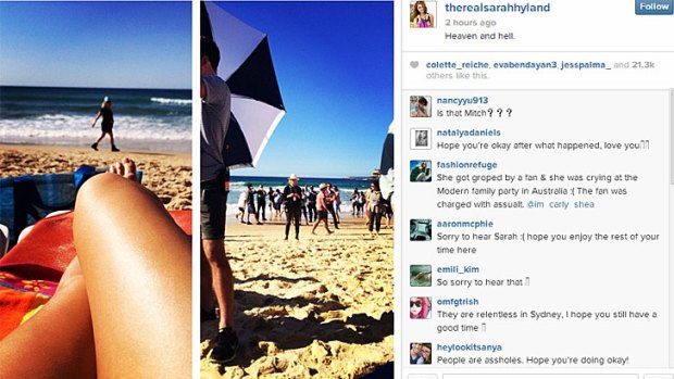 Sarah Hyland's Instagram from Bondi Beach, with the caption: 'Heaven and hell.'