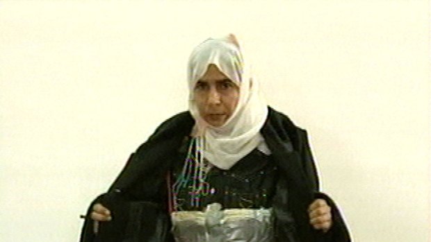 Islamic State are demanding the release of Sajida al-Rishawi, pictured here wearing a suicide vest.
