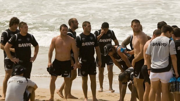 Life's a beach ... Penrith players get in some preseason work this week.