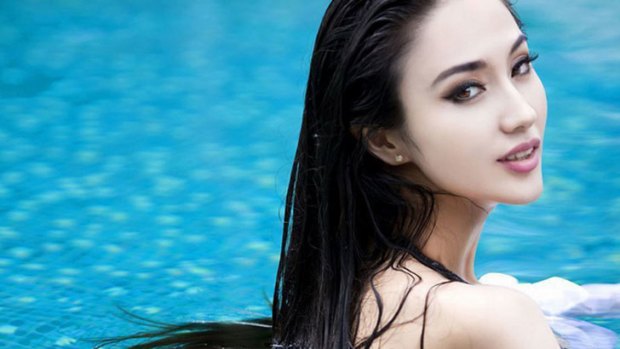 Chinese actress Lan Yan in a bikini photoshoot featured on news website, xinhuanet.com.