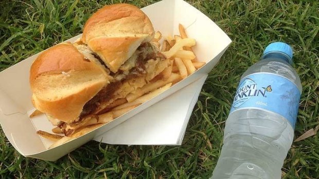 Lunch was beef sliders, chips and a bottle of water. Not much change out of $20.