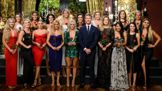 Richie Strahan with the women from The Bachelor.